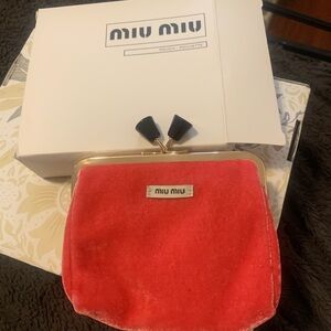 Miu Miu Vibrant Pink Velvet Clutch
